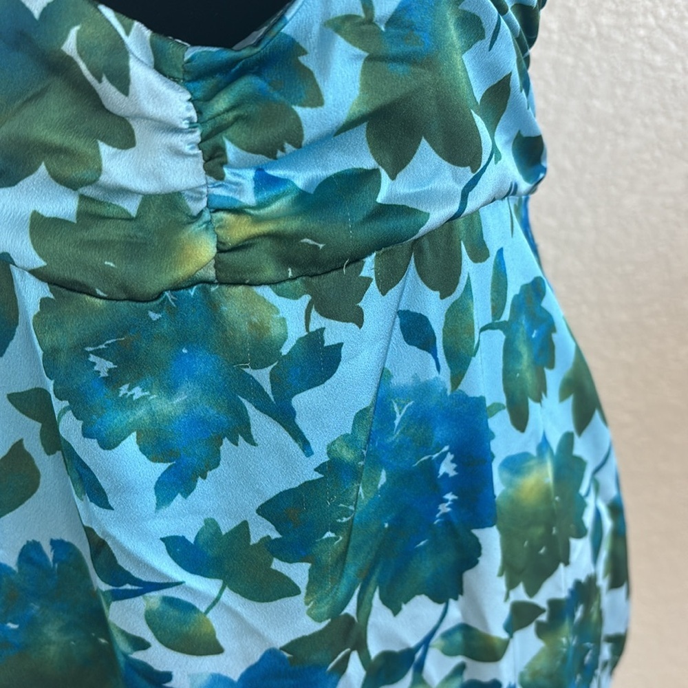 Amur $698 Edie Neck Tie Ruffle Blue Floral Maxi Dress - Picture 6 of 13